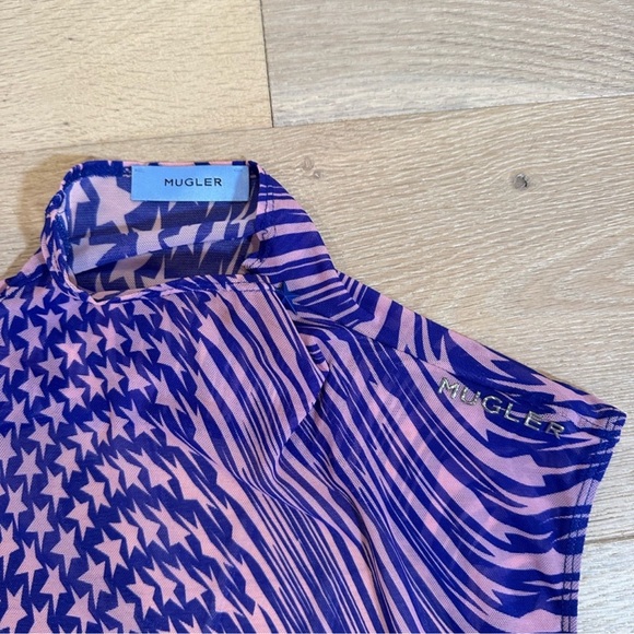 Mugler star striped high neck bodysuit